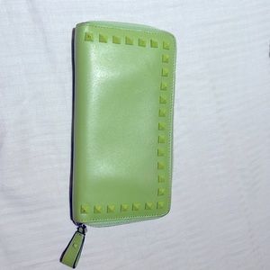 Valentino Green Zip Wallet.